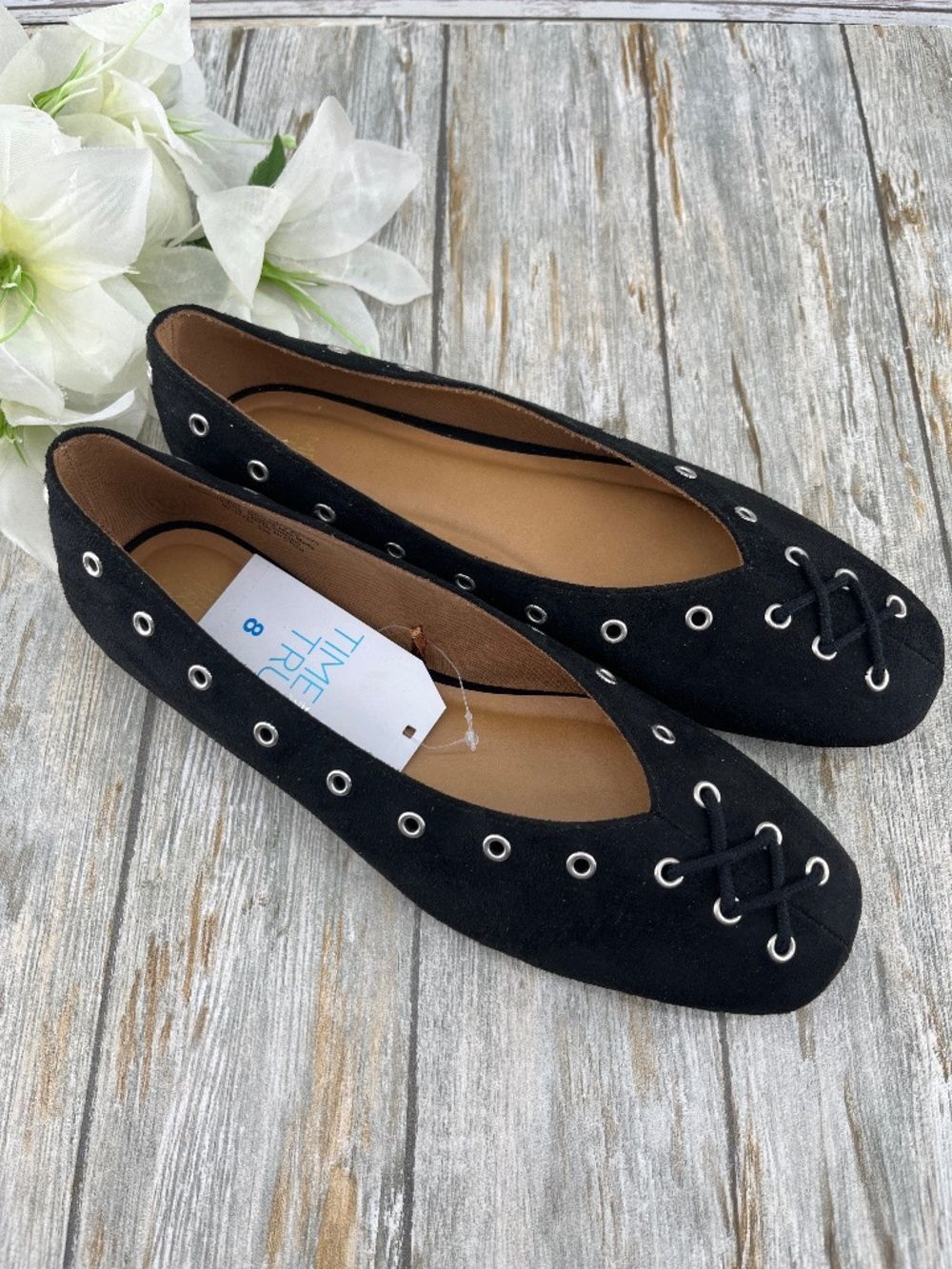 Women’s Faux Suede Corset Ballet Flats Shoes Size 8